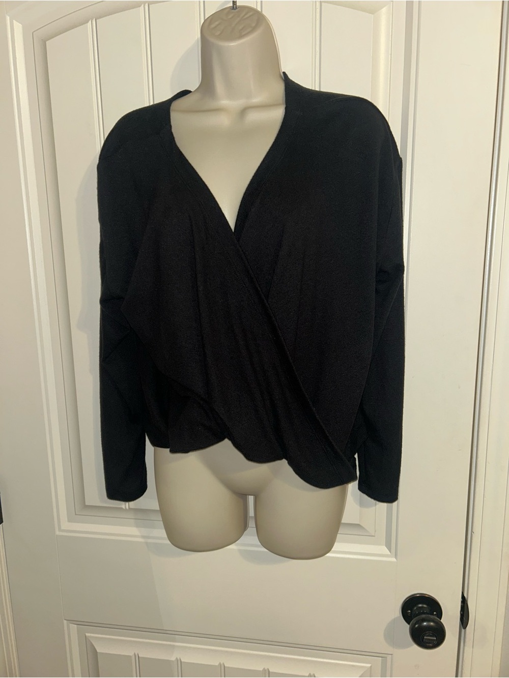 NWT Interval for Athleta Black Wrap-Style Long Sleeve Top Sz M